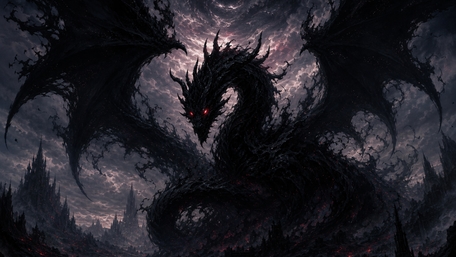 Shadowbound Dragon Over Forgotten Ruins wallpaper