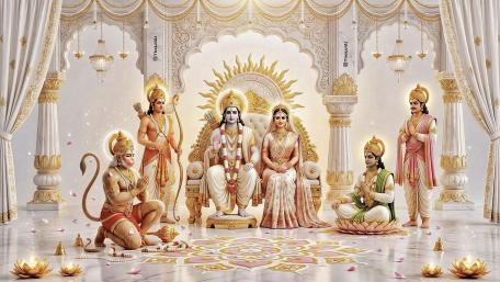 Divine Rama and Sita in Golden Temple wallpaper