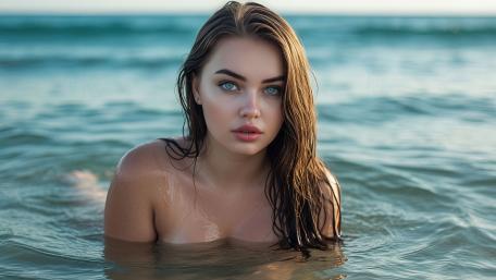 Ocean Serenity with Blue Eyed Beauty wallpaper