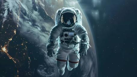 Astronaut Drifting Above Earth in Silent Orbit wallpaper