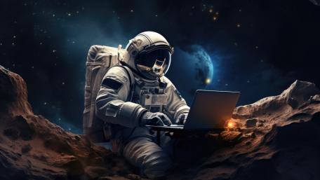 Cosmic Astronaut Working Beyond the Stars wallpaper