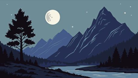 Moonlit Peaks Over Silent Pines wallpaper