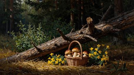 Forest Harvest Basket wallpaper