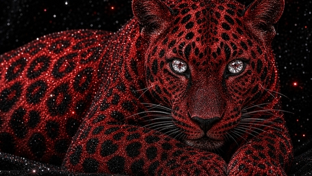 Crimson Leopard Dreamscape wallpaper