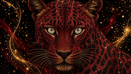 Celestial Ember Leopard wallpaper
