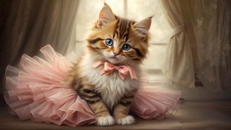 Ballerina Kitty in a Pink Tutu wallpaper