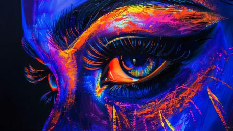 Neon Oracle Eye in Electric Shadows wallpaper