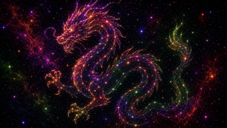 Neon Cosmic Dragon in Starry Nebula wallpaper