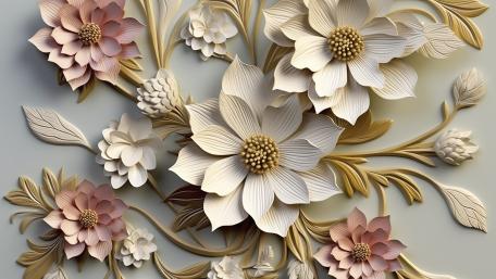 Elegant Pastel Floral Relief wallpaper