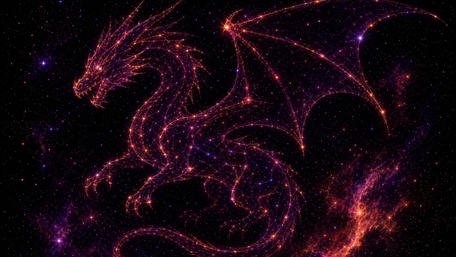 Celestial Neon Dragon in Cosmic Sky wallpaper