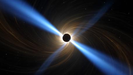 Pulsar Beacon in Cosmic Darkness wallpaper