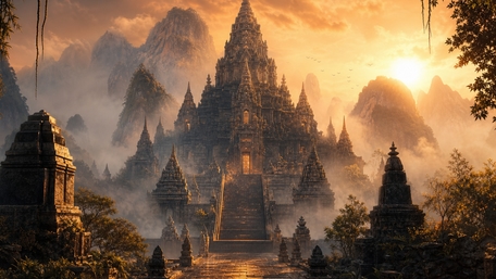 Mystic Dawn Temple Ruins wallpaper