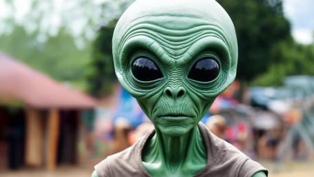 Mysterious Green Alien Portrait wallpaper
