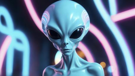Neon Alien Encounter wallpaper