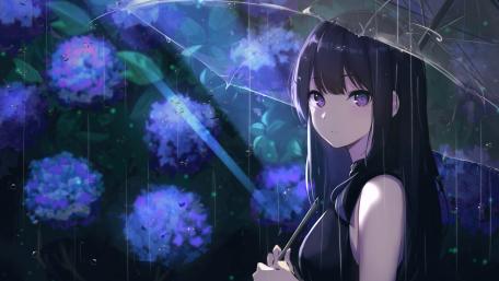 Rainy Night Hydrangea Serenity wallpaper