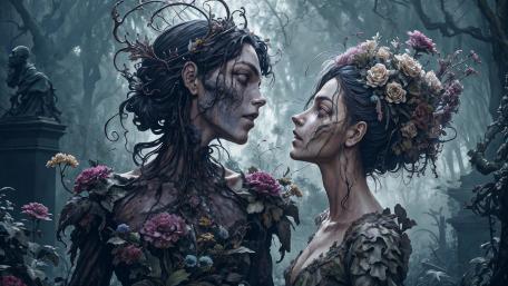 Gothic Bloom in the Mist wallpaper