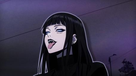 Gothic Rebel Girl in Purple Night wallpaper