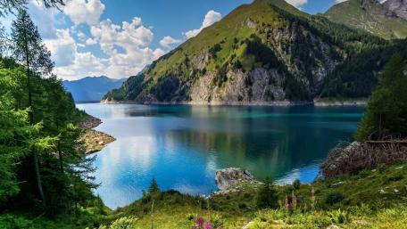 Alpine Lake Calm Above Luzzone wallpaper