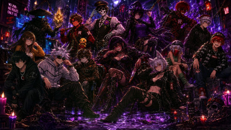 Gothic Neon Anime Syndicate wallpaper