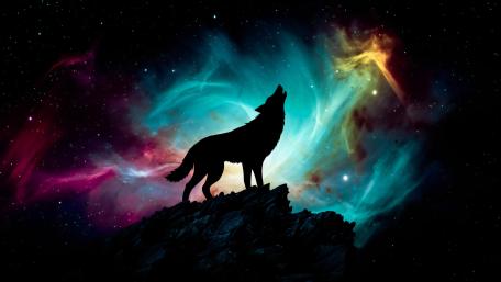 Cosmic Wolf Silhouette wallpaper