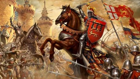 Crusader Clash at the Fortress Gates wallpaper