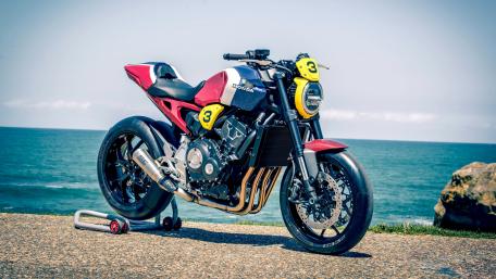 Custom Honda Motorcycle by the Sea wallpaper