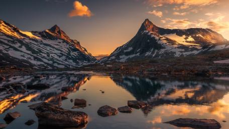 Sunset Reflection Over Koldedalsvatnet wallpaper