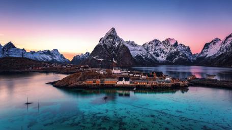 Hamnøy Twilight Over Lofoten Peaks wallpaper