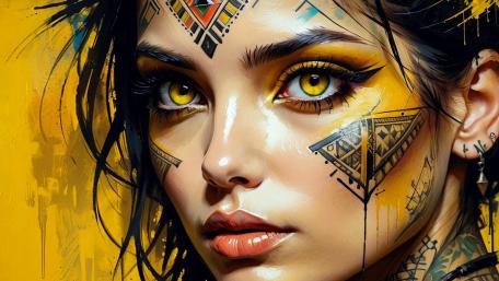 Gilded Tattooed Fantasy Muse wallpaper