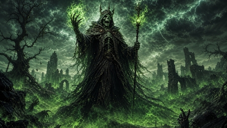 Necromancer Overlord in the Ruined Green Wasteland wallpaper