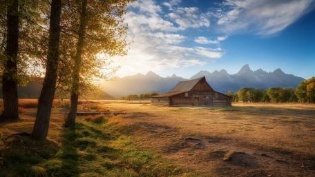 Golden Sunrise at T.A. Moulton Barn in Grand Teton wallpaper