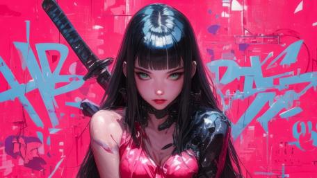 Neon Blade Cyborg Maiden wallpaper