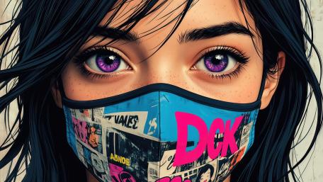 Purple Eyes Masked Anime Girl Closeup wallpaper