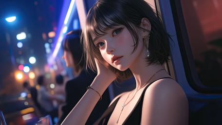 Neon Night Train Portrait wallpaper