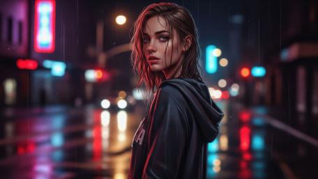 Neon Rain City Dreamer wallpaper