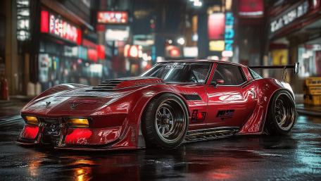 Futuristic Red Car Striking Design in Motion wallpaper