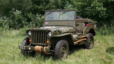 Vintage Willys Military Jeep in the Field wallpaper