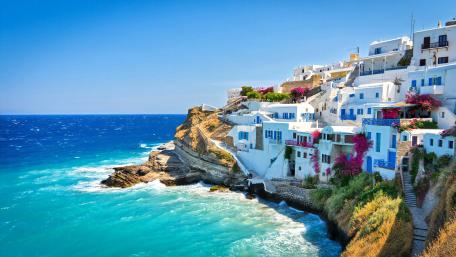 Cliffside Greek Seaside Escape wallpaper