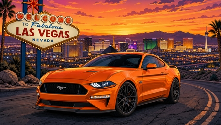Las Vegas Sunset Mustang Glow wallpaper