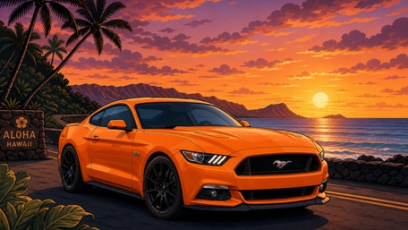Sunset Mustang Paradise wallpaper