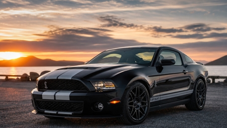 Black Mustang Sunset Cruise wallpaper