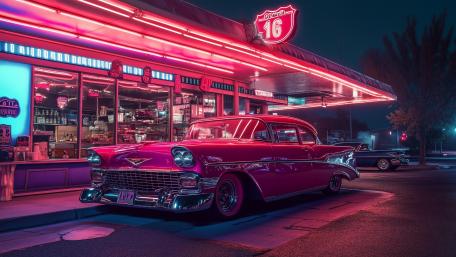 Neon Chrome Cruiser wallpaper