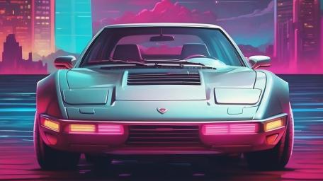 Neon Retro Sports Car wallpaper
