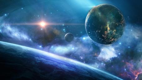 Celestial Blue Planet Horizon wallpaper