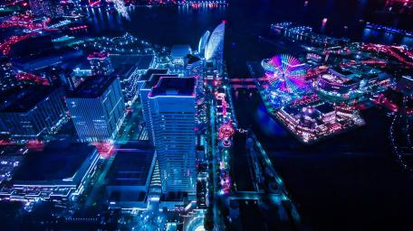 Neon Yokohama Skyline at Night wallpaper