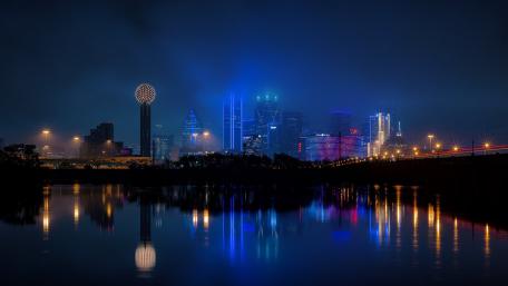 Dallas Skyline Reflecting Over Trinity River wallpaper