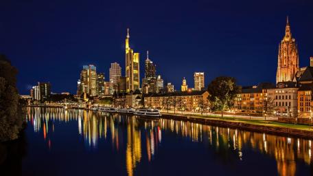 Frankfurt Night Skyline Over the Main River wallpaper