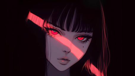 Red Neon Anime Portrait wallpaper