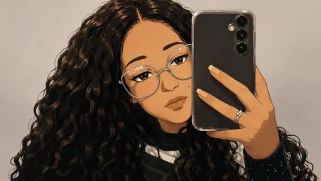 Stylish Curly Hair Anime Selfie wallpaper