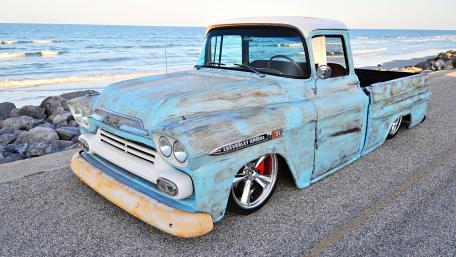 Vintage Beachside Chevy Apache wallpaper